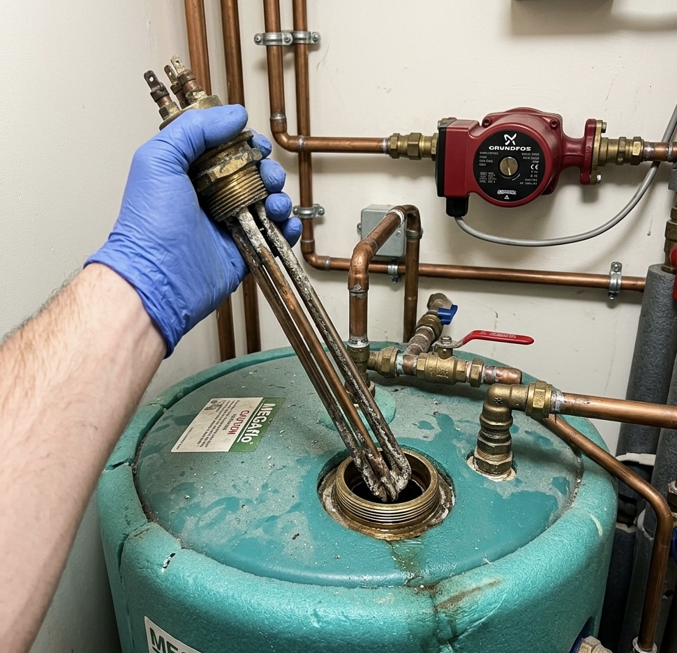 Hot water cylinder with immersion heater
